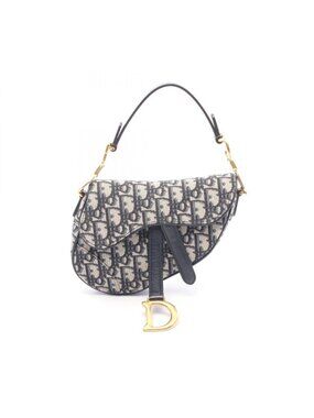 Dior Saddle Bag Mini Oblique Peacock Navy Canvas Leather